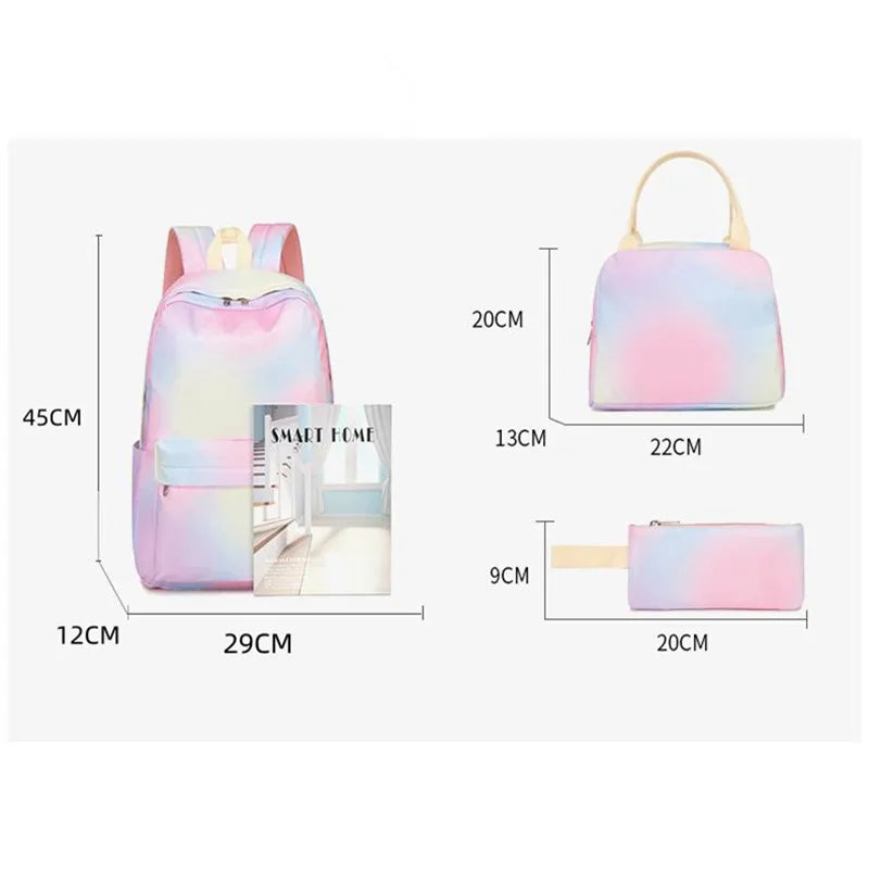 3pcs/set Rainbow Backpack