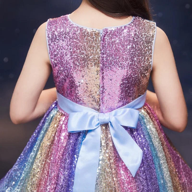 Girls Rainbow Sequins Dress