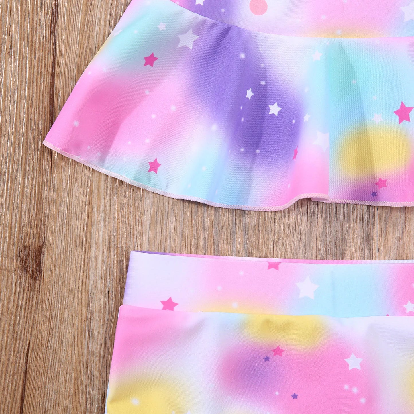 Girls Rainbow Unicorn Ruffle 2 piece swimsuit