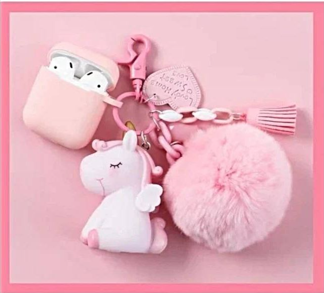 Star Unicorn AirPods Silicone Case Cover with Keychain