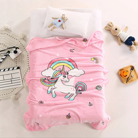 Kids Pink Unicorn Super Soft Throw Blanket