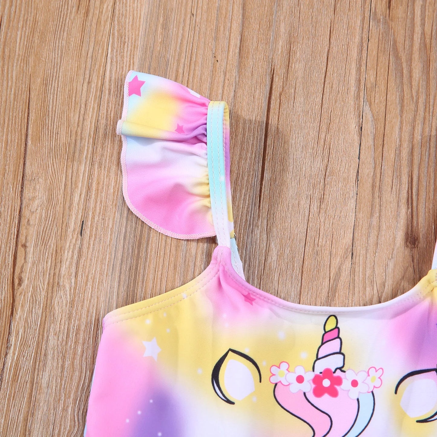 Girls Rainbow Unicorn Ruffle 2 piece swimsuit