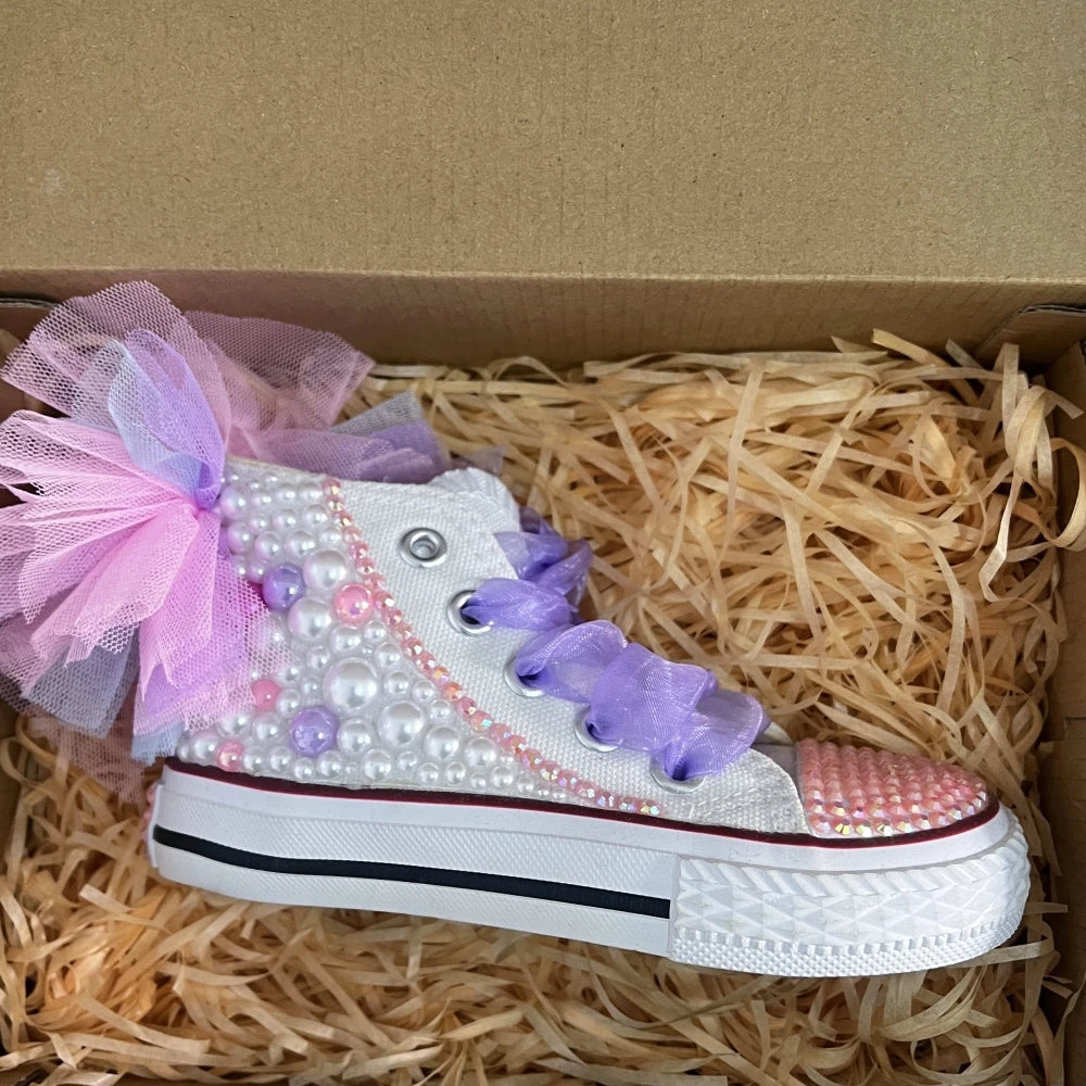 Unicorn Pearly Bling High-Top Sneakers