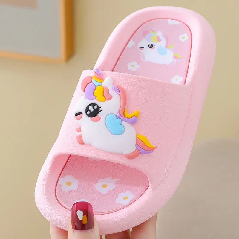 Girls Cartoon Unicorn Flip-Flops