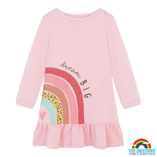 Rainbow Dream Big Print Long Sleeve Dress