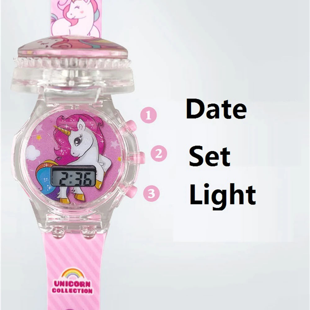 Rotatable, Musical, light-up Rainbow Unicorn Watch