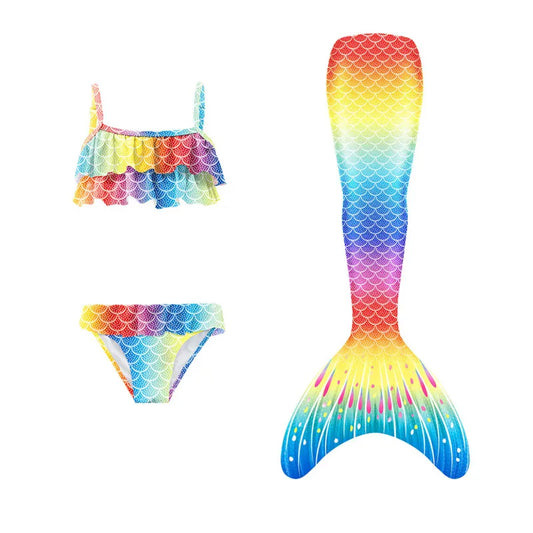 3pcs/set Girls Mermaid Tail Swimsuit