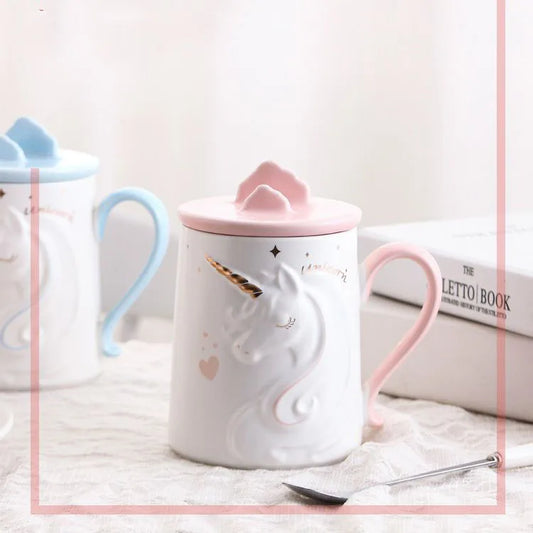 Gorgeous Relief Unicorn Coffee Mug with Phone Holder Lid