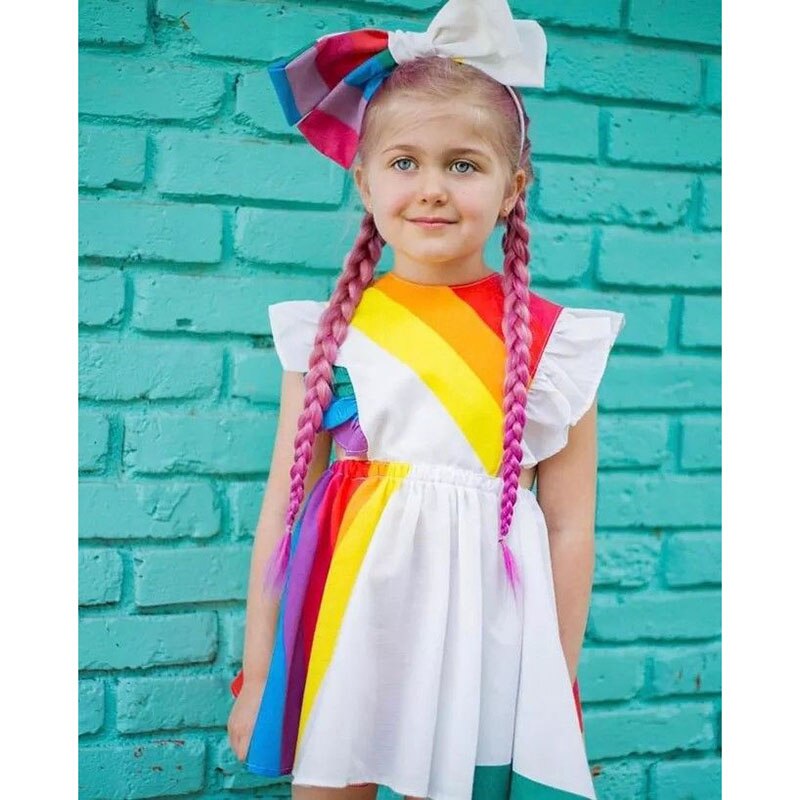 Elegant Rainbow Unicorn Ruffled Romper Sundress
