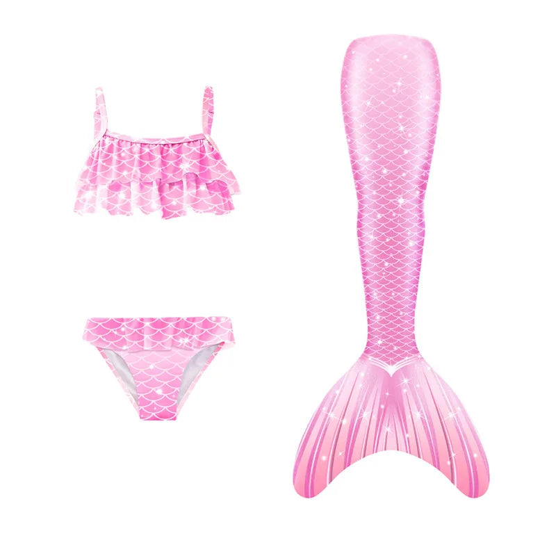 3pcs/set Girls Mermaid Tail Swimsuit