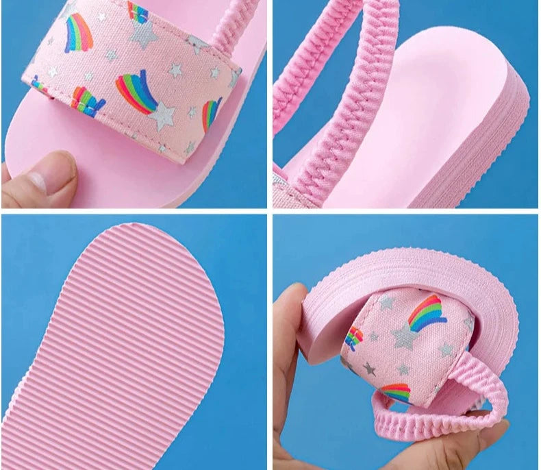 Girls Rainbow Star Flip-Flops