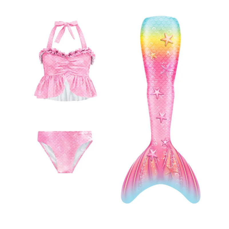 3pcs/set Girls Mermaid Tail Swimsuit