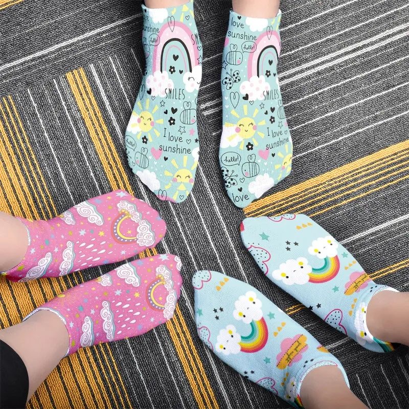 Short Rainbow Cloud Socks