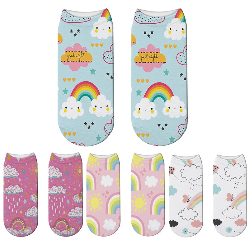 Short Rainbow Cloud Socks