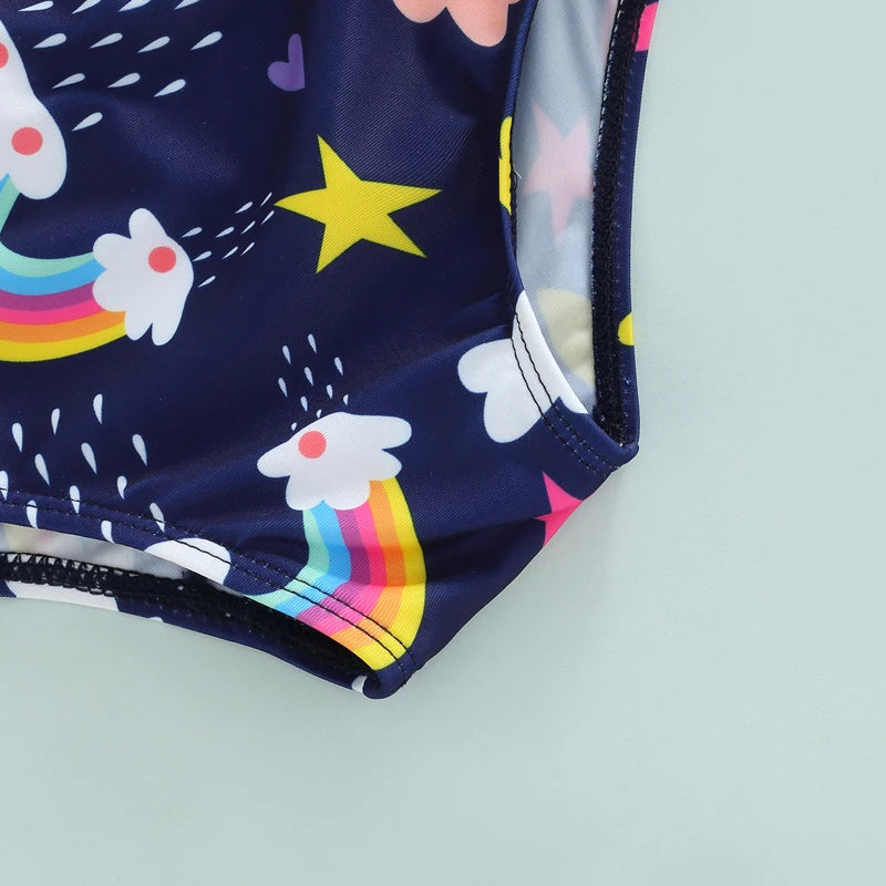 1-6Y Girls Rainbow Print Two Piece Bikini Swimsuit Set