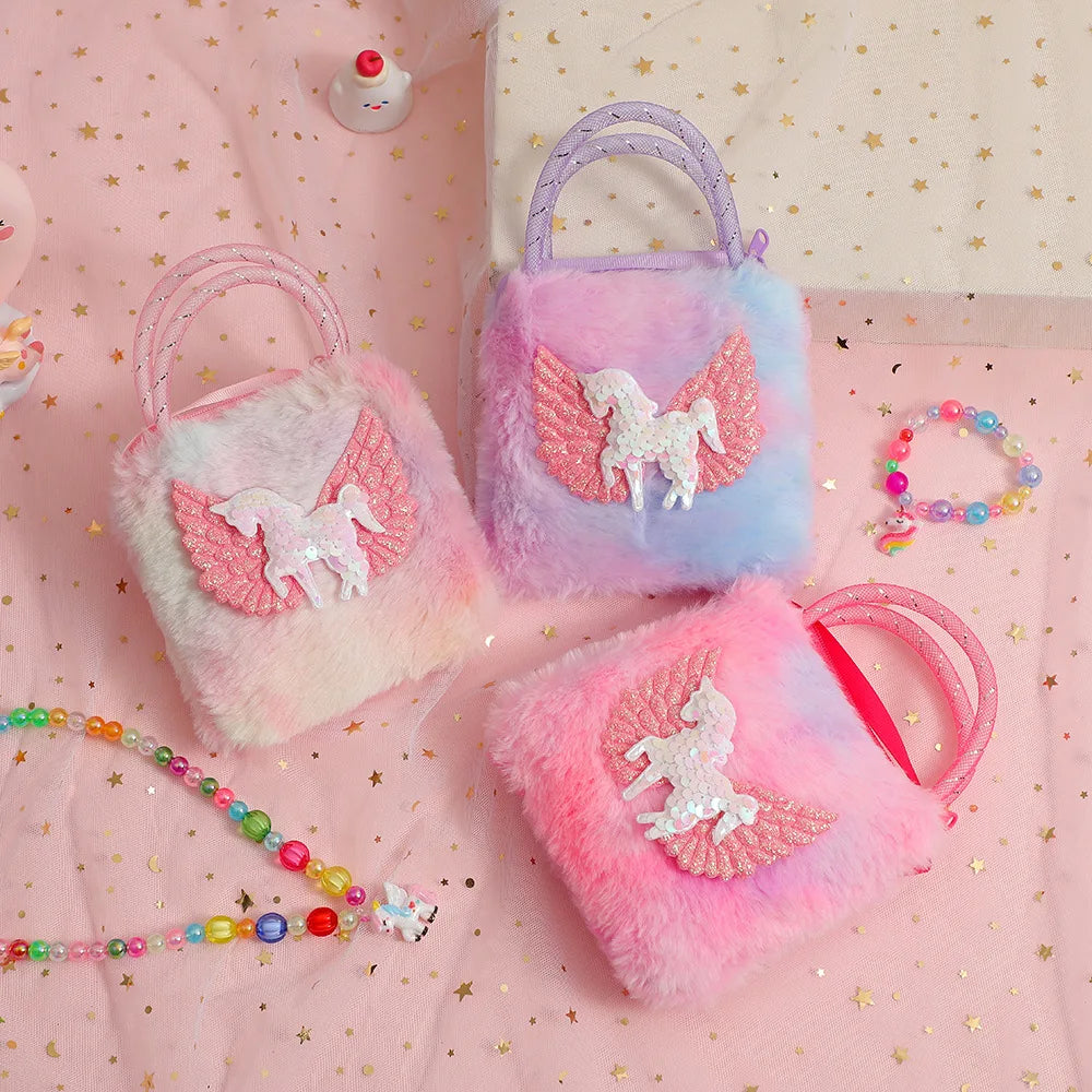 Plush Unicorn Shoulder Purse and Handbag