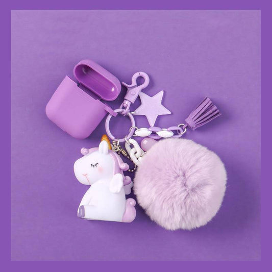 Star Unicorn AirPods Silicone Case Cover with Keychain