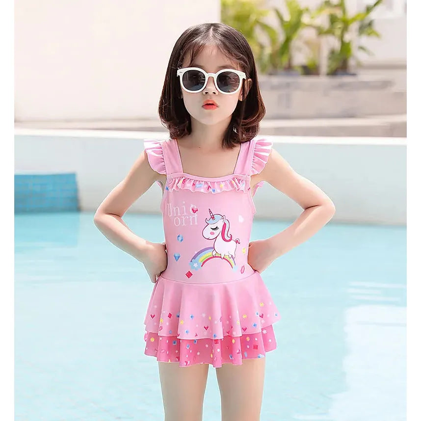 Cute Cartoon Unicorn Toddler One-Piece SwimSuit