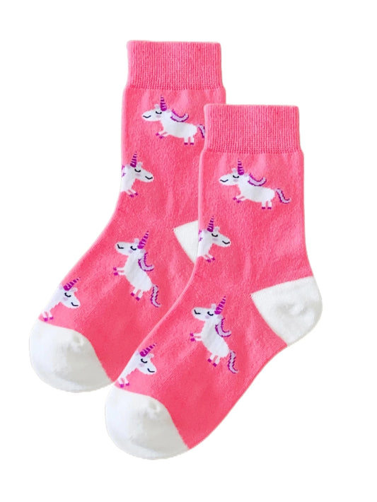 Girls Pink Unicorn Socks