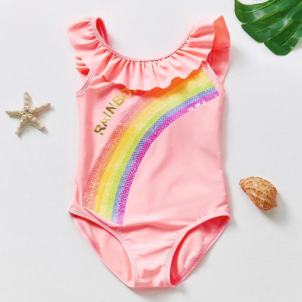 2~8Year Girls Rainbow Sequins Swimsuit