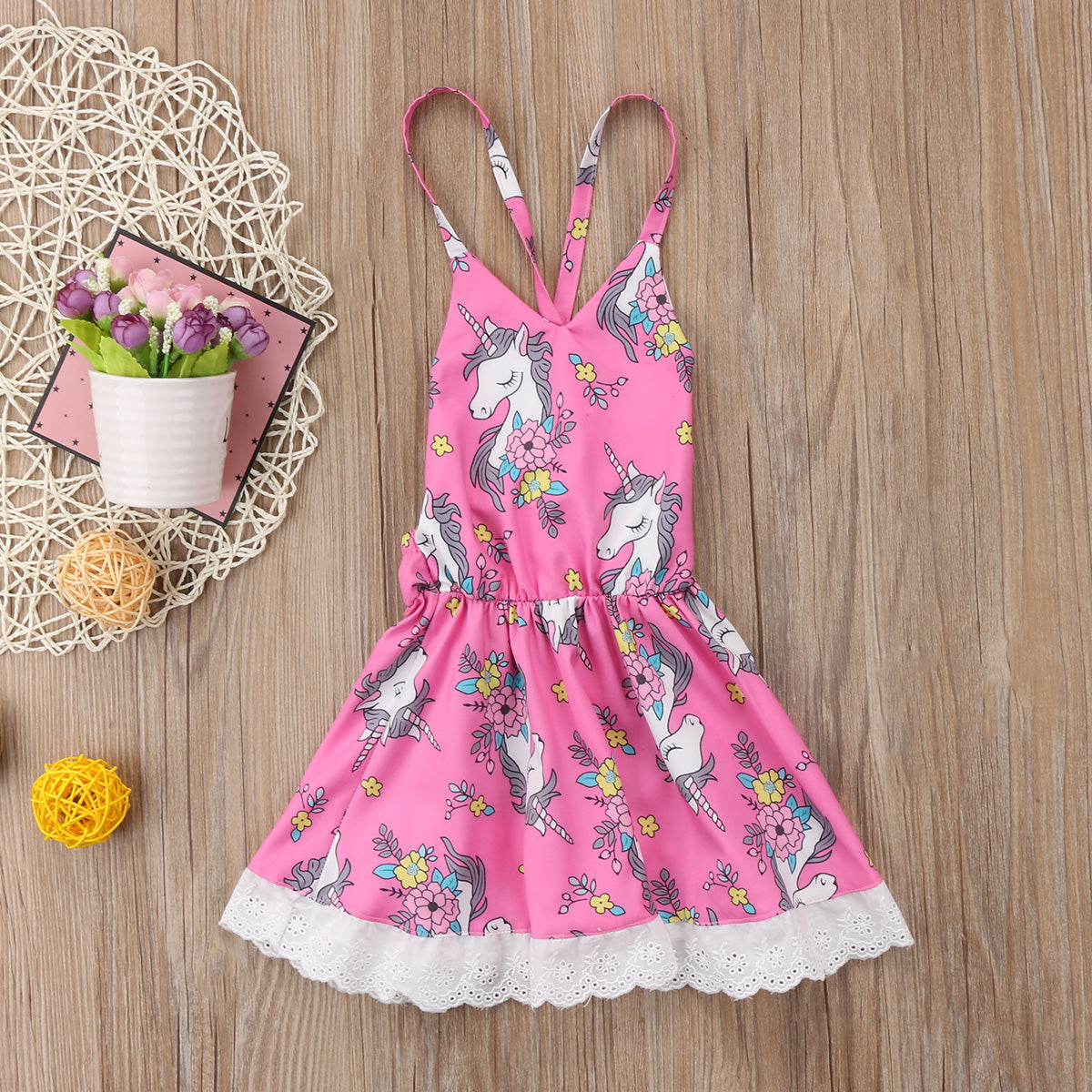 Baby Girls Pink Unicorn Party Dress