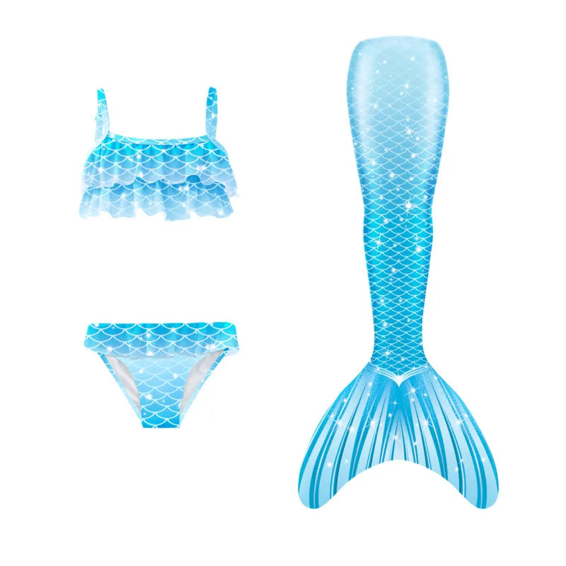 3pcs/set Girls Mermaid Tail Swimsuit