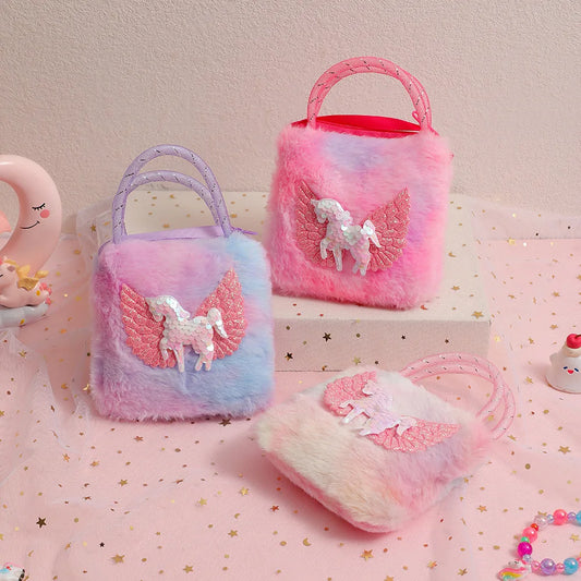 Plush Unicorn Shoulder Purse and Handbag