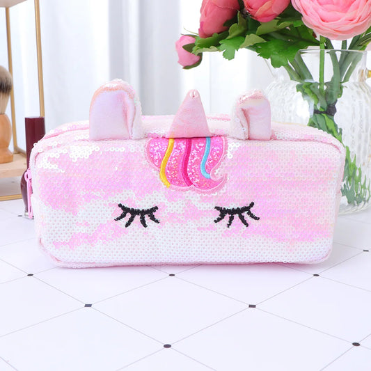 Unicorn Light Pink Sequin Pencil Bag