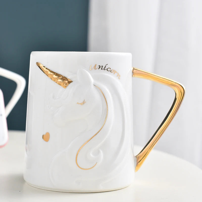 Gorgeous Relief Unicorn Coffee Mug with Phone Holder Lid