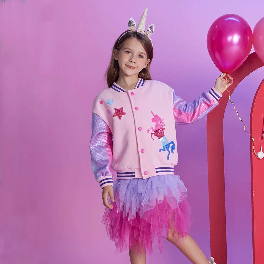Girls Unicorn Sequin Jersey Jacket