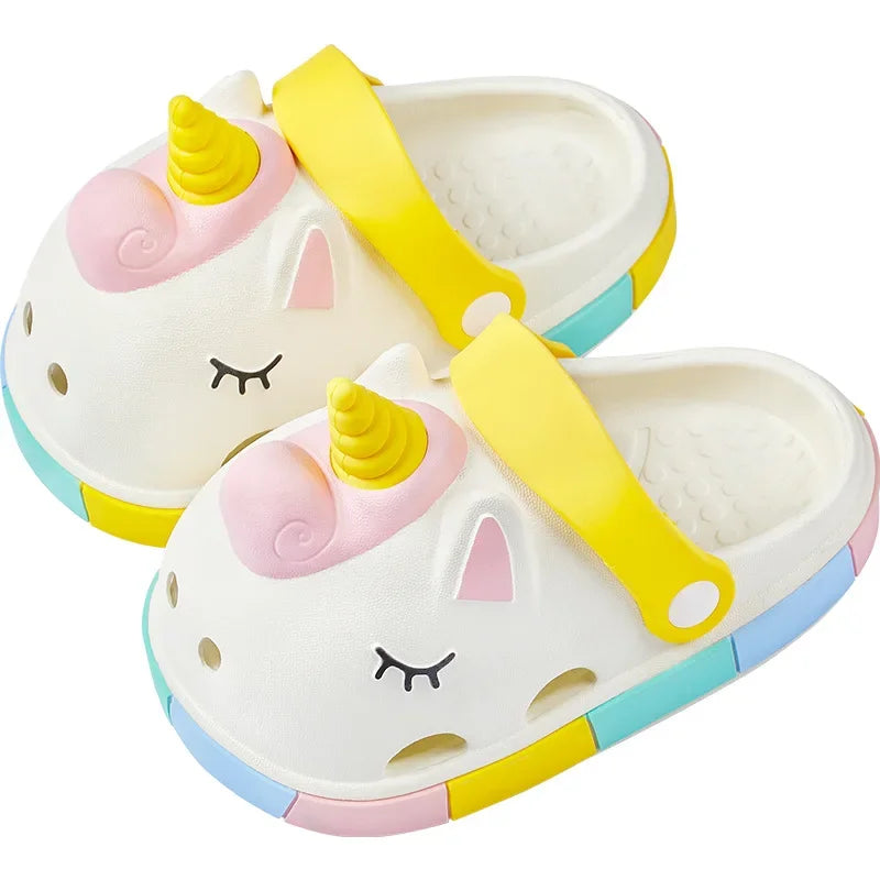 Girls Unicorn Head Crocs/Flip-Flops