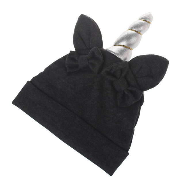 Gray Baby Unicorn Beanie Cap