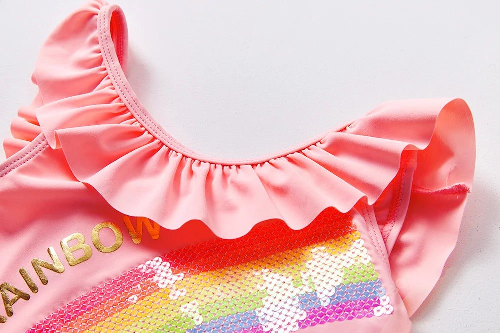 2~8Year Girls Rainbow Sequins Swimsuit