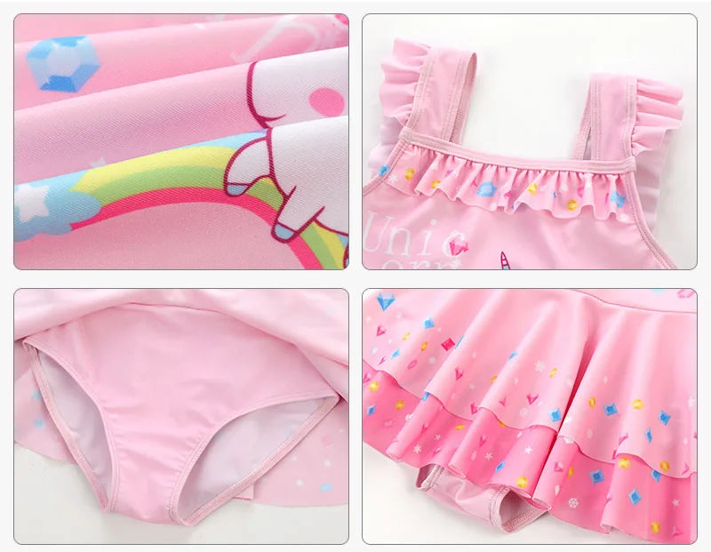 Cute Cartoon Unicorn Toddler One-Piece SwimSuit