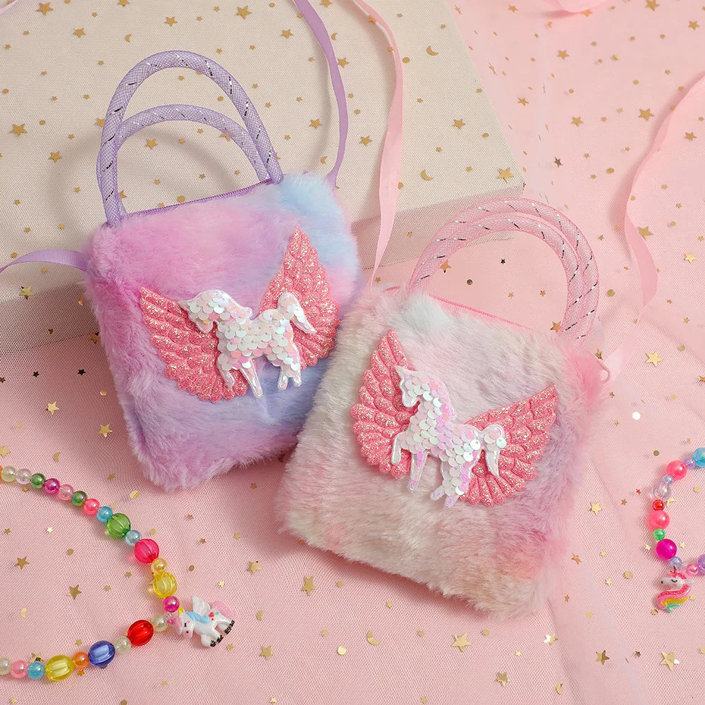 Plush Unicorn Shoulder Purse and Handbag