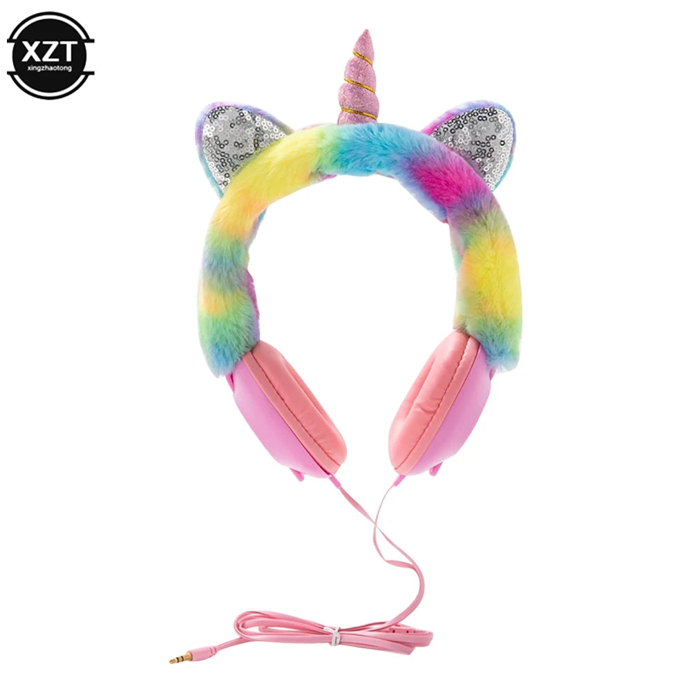 Fluffy Unicorn Wired Headphones
