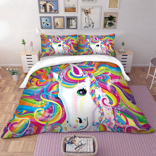 3-Piece Rainbow Majesty Unicorn Duvet Cover Set