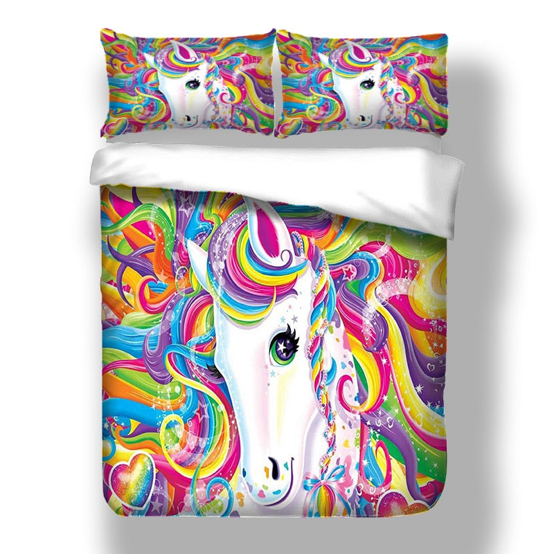 3-Piece Rainbow Majesty Unicorn Duvet Cover Set