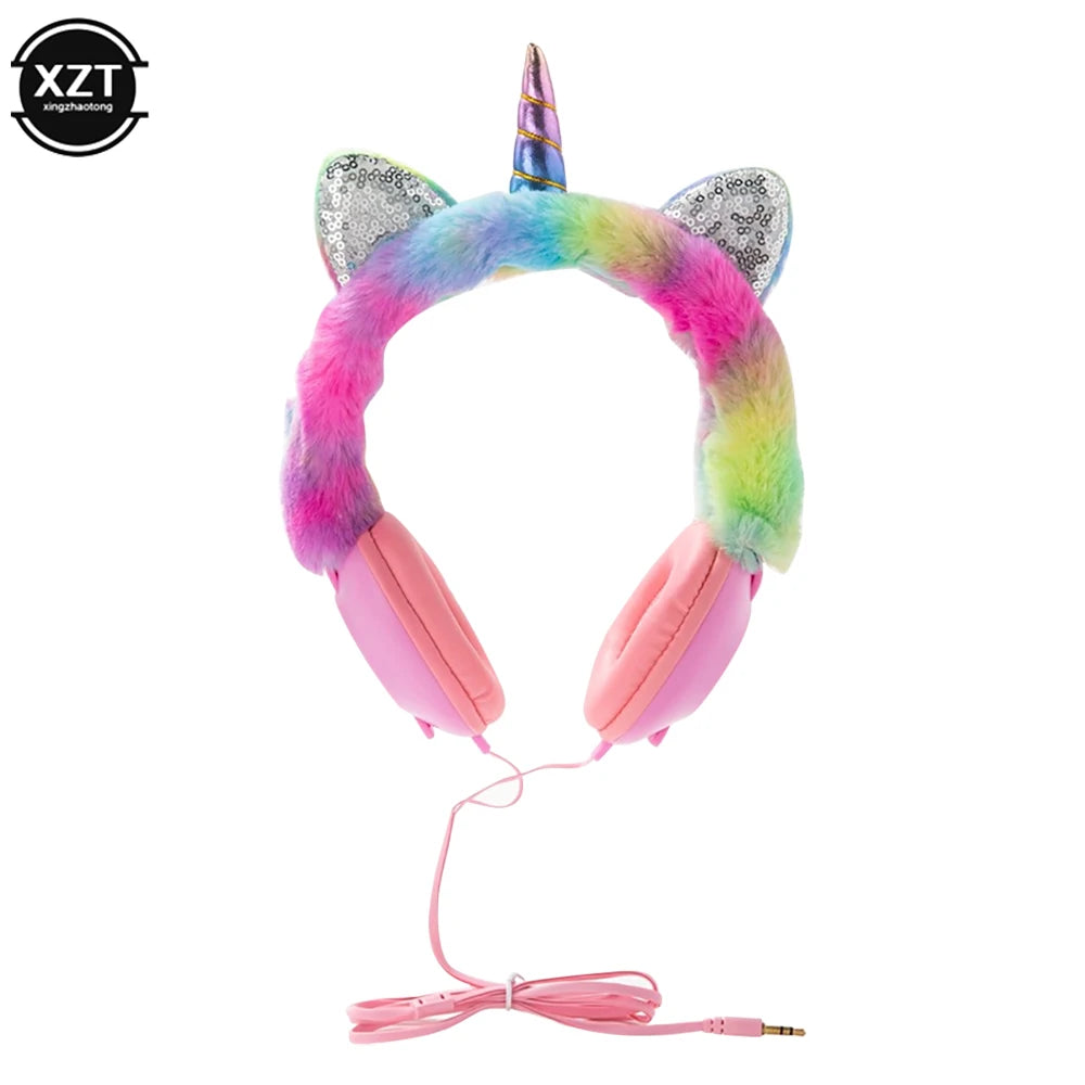 Fluffy Unicorn Wired Headphones