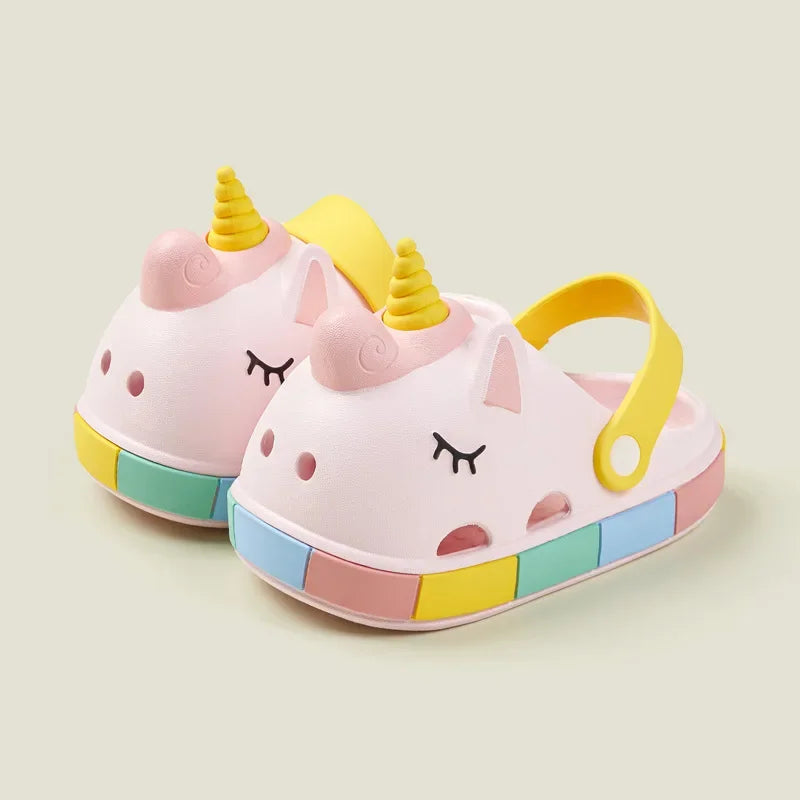 Girls Unicorn Head Crocs/Flip-Flops