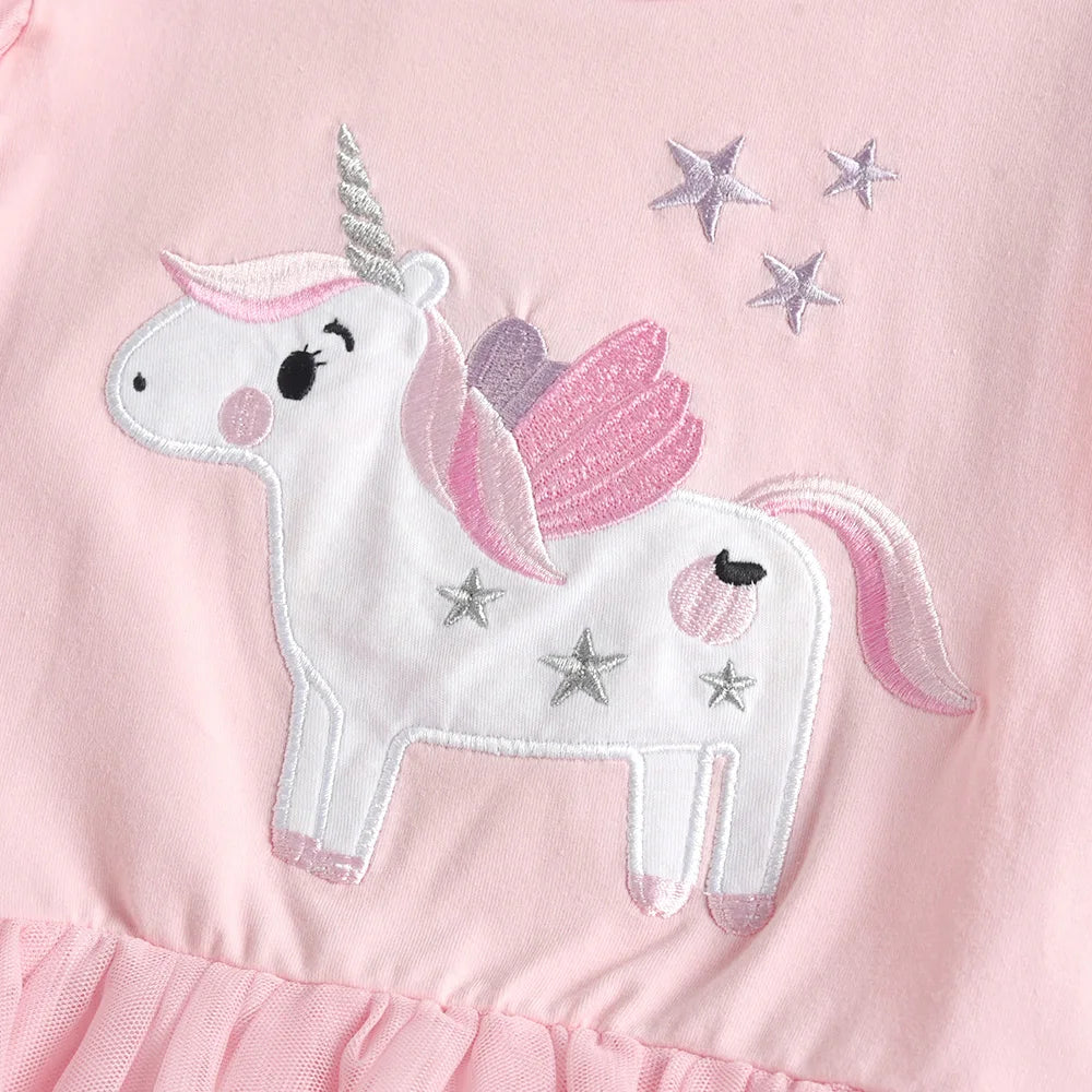 Children Unicorn Pink Ruffle Sleeve Shirt