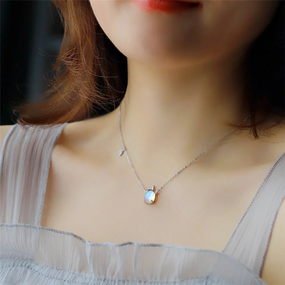 Unicorn Moonstone Rainbow Necklace