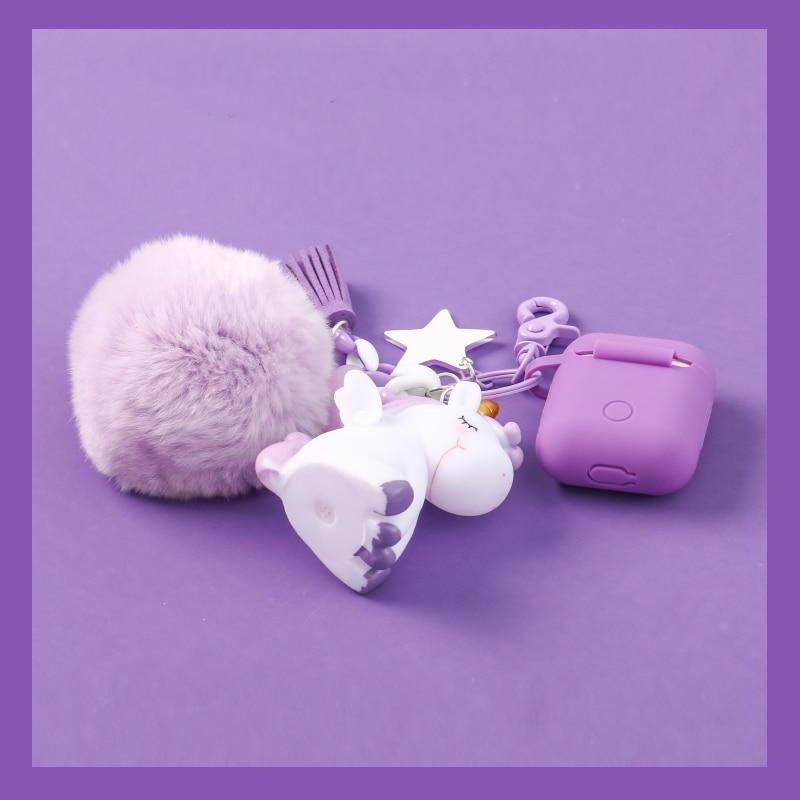Star Unicorn AirPods Silicone Case Cover with Keychain