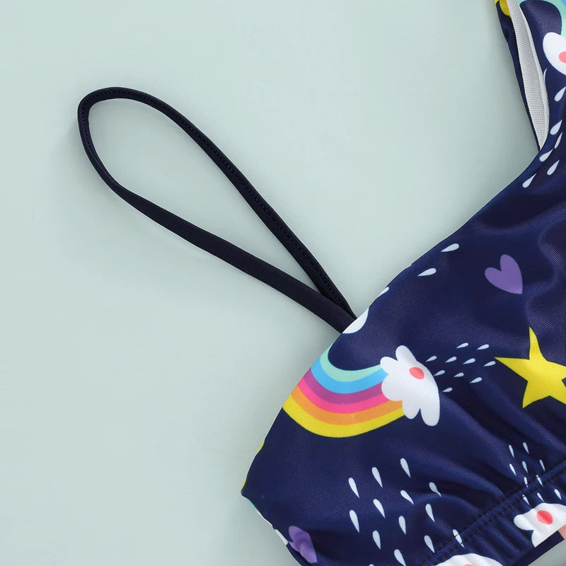 1-6Y Girls Rainbow Print Two Piece Bikini Swimsuit Set
