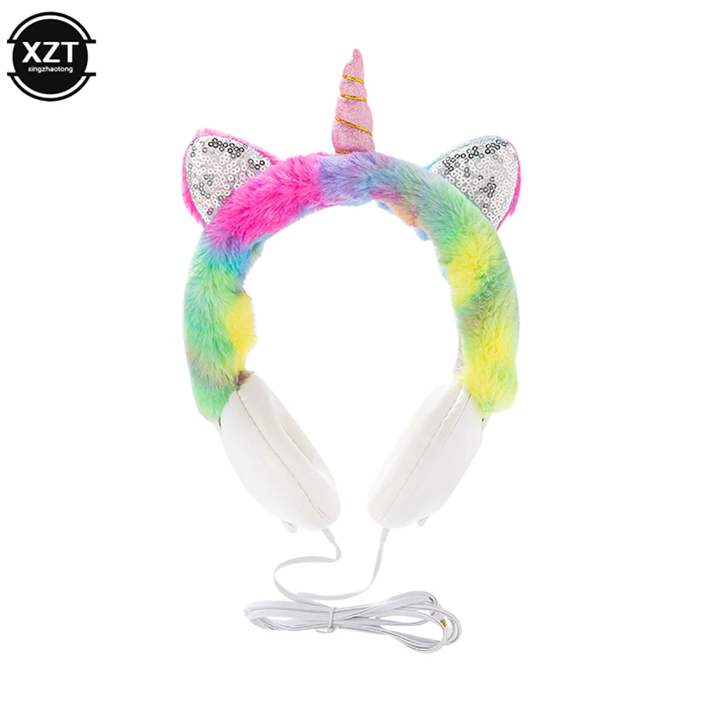 Fluffy Unicorn Wired Headphones
