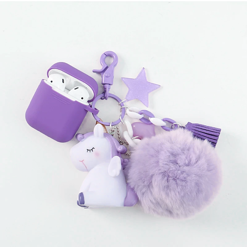 Star Unicorn AirPods Silicone Case Cover with Keychain