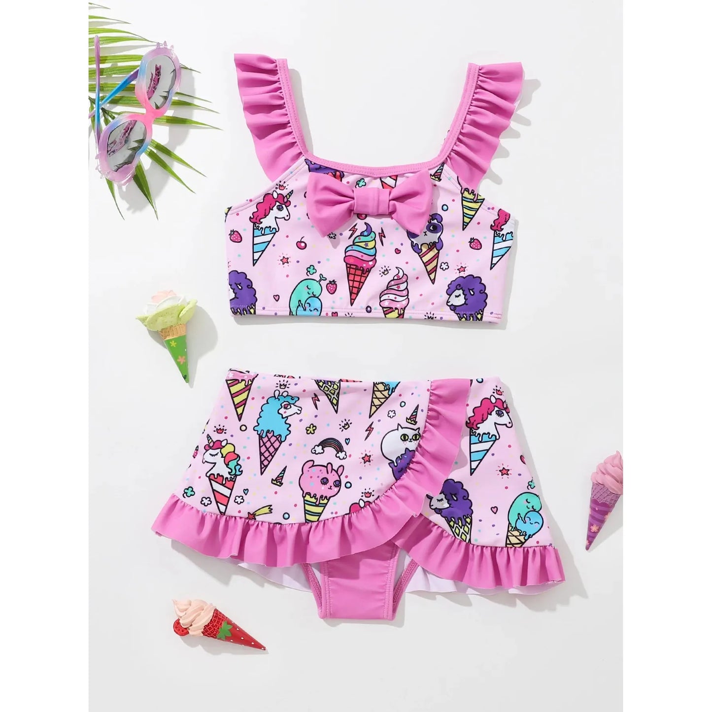 Girls 2 piece Unicorn Ice Cream swimsuit