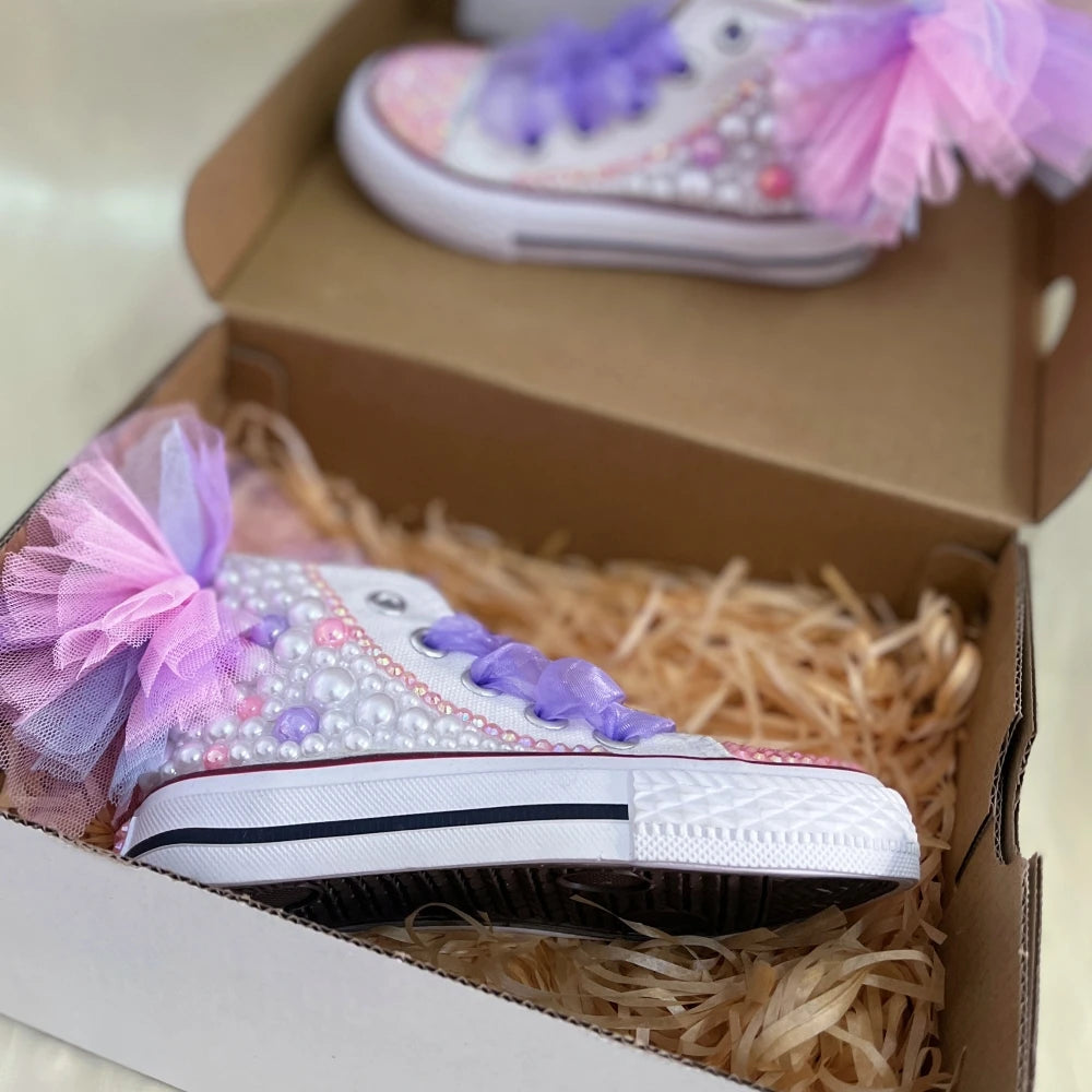 Unicorn Pearly Bling High-Top Sneakers