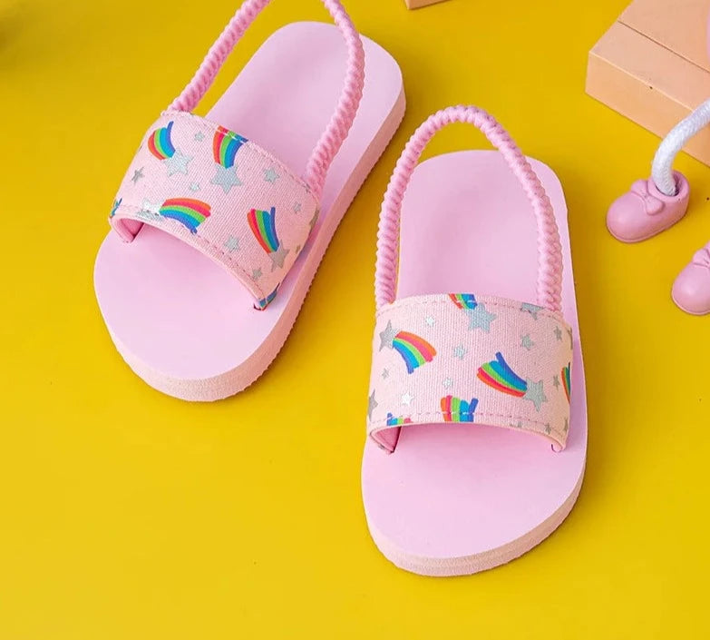 Girls Rainbow Star Flip-Flops