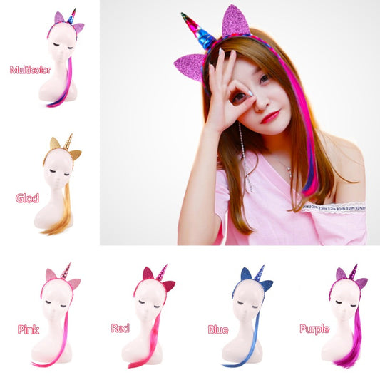 Glittery Unicorn Horn Headband w/ Ponytail